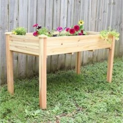 Cheapest ✔️ Sunnydaze Decor Sunnydaze Outdoor Wood Elevated Rectangular Standing Garden Planter Box For Flower, Herb and Vegetable Gardening - 24.5" W x 48.5" D x 27.5" H - Brown 🔥