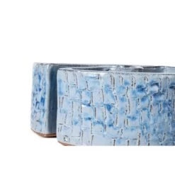 Buy 🔔 Handmade Glazed Ceramic Cobblestone Umbrella Half Moon Shaped Planter Blue - Alfresco Home LLC ⭐ -Planters Sales Store unnamed file 5748