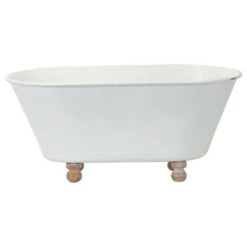 Best Sale 💯 White Enamel Metal Bathtub Planter with Wood Bead Feet - Foreside Home & Garden ✨ -Planters Sales Store unnamed file 5760