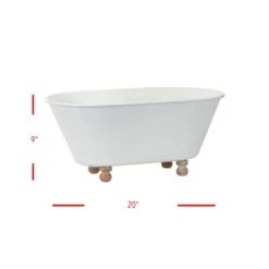 Best Sale 💯 White Enamel Metal Bathtub Planter with Wood Bead Feet - Foreside Home & Garden ✨ -Planters Sales Store unnamed file 5764
