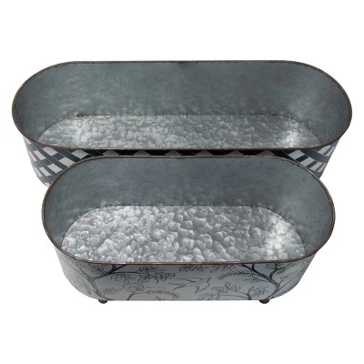 Outlet ✨ Set of 2 Multicolored Galvanized Metal Planters with Round Feet - Foreside Home & Garden ⌛ 4 Outlet ✨ Set of 2 Multicolored Galvanized Metal Planters with Round Feet - Foreside Home & Garden ⌛ - Image 2