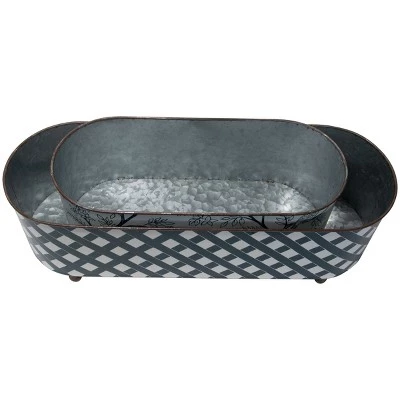 Outlet ✨ Set of 2 Multicolored Galvanized Metal Planters with Round Feet - Foreside Home & Garden ⌛ 6 Outlet ✨ Set of 2 Multicolored Galvanized Metal Planters with Round Feet - Foreside Home & Garden ⌛ - Image 4