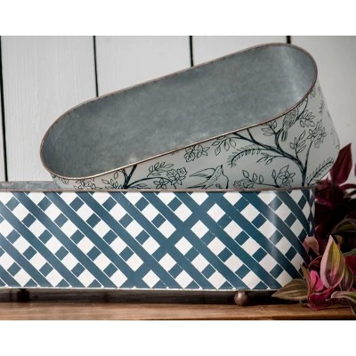 Outlet ✨ Set of 2 Multicolored Galvanized Metal Planters with Round Feet - Foreside Home & Garden ⌛ 7 Outlet ✨ Set of 2 Multicolored Galvanized Metal Planters with Round Feet - Foreside Home & Garden ⌛ - Image 5