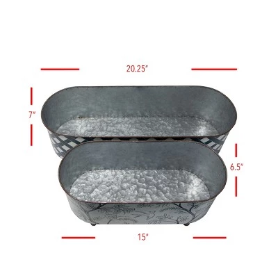 Outlet ✨ Set of 2 Multicolored Galvanized Metal Planters with Round Feet - Foreside Home & Garden ⌛ 8 Outlet ✨ Set of 2 Multicolored Galvanized Metal Planters with Round Feet - Foreside Home & Garden ⌛ - Image 6