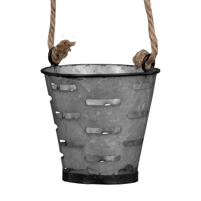 Best deal 💯 Olive Bucket Galvanized Metal and Jute Hanging Planter with Pulley - Foreside Home & Garden 😉 2 Best deal 💯 Olive Bucket Galvanized Metal and Jute Hanging Planter with Pulley - Foreside Home & Garden 😉