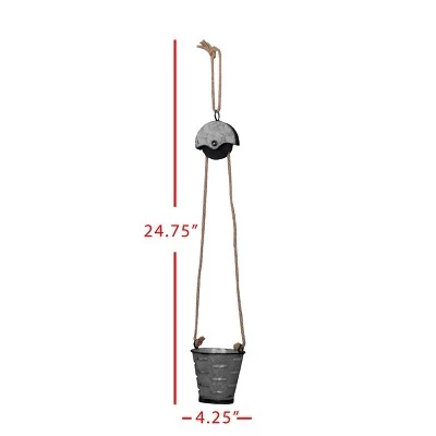 Best deal 💯 Olive Bucket Galvanized Metal and Jute Hanging Planter with Pulley - Foreside Home & Garden 😉 5 Best deal 💯 Olive Bucket Galvanized Metal and Jute Hanging Planter with Pulley - Foreside Home & Garden 😉 - Image 4