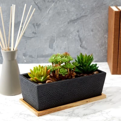 Buy π Juvale Black Rectangle Cement Planter Indoor Outdoor with Wooden Drainage Base (8.34 x 4 x 3 in) π 3 Buy π Juvale Black Rectangle Cement Planter Indoor Outdoor with Wooden Drainage Base (8.34 x 4 x 3 in) π