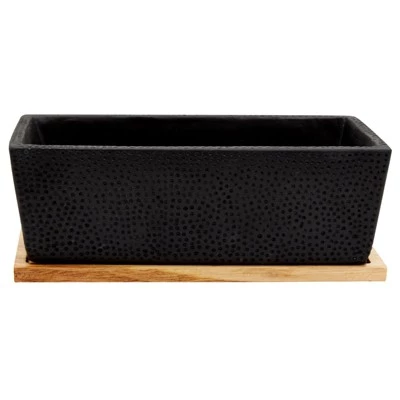 Buy π Juvale Black Rectangle Cement Planter Indoor Outdoor with Wooden Drainage Base (8.34 x 4 x 3 in) π 5 Buy π Juvale Black Rectangle Cement Planter Indoor Outdoor with Wooden Drainage Base (8.34 x 4 x 3 in) π - Image 3