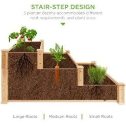 Promo 🎁 Best Choice Products 3-Tier Fir Wood Raised Garden Bed Planter Kit for Plants, Vegetables, Outdoor Gardening - Natural 🤩 -Planters Sales Store unnamed file 581