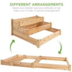 Promo 🎁 Best Choice Products 3-Tier Fir Wood Raised Garden Bed Planter Kit for Plants, Vegetables, Outdoor Gardening - Natural 🤩 -Planters Sales Store unnamed file 582
