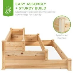 Promo 🎁 Best Choice Products 3-Tier Fir Wood Raised Garden Bed Planter Kit for Plants, Vegetables, Outdoor Gardening - Natural 🤩 -Planters Sales Store unnamed file 583
