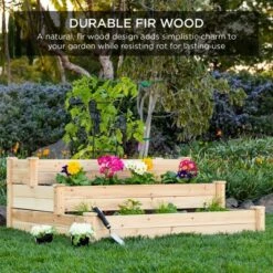 Promo 🎁 Best Choice Products 3-Tier Fir Wood Raised Garden Bed Planter Kit for Plants, Vegetables, Outdoor Gardening - Natural 🤩 -Planters Sales Store unnamed file 584