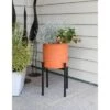 Best deal 🧨 15"H Cylinder Planter Pot Burnt Sienna Galvanized Steel with 4-Legged Black Wrought Iron Plant Stand - ACHLA Designs 🧨 -Planters Sales Store unnamed file 5869