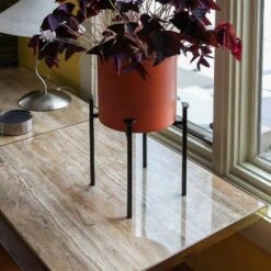 Best deal 🧨 15"H Cylinder Planter Pot Burnt Sienna Galvanized Steel with 4-Legged Black Wrought Iron Plant Stand - ACHLA Designs 🧨 -Planters Sales Store unnamed file 5873