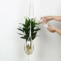 Hot Sale 🎉 Unique Bargains Balcony Nylon Macrame Flower Holder Hanging Rope Planters White 43.3 Inch 1 Pc ⭐ -Planters Sales Store unnamed file 5894