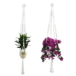 Hot Sale 🎉 Unique Bargains Balcony Nylon Macrame Flower Holder Hanging Rope Planters White 43.3 Inch 1 Pc ⭐ -Planters Sales Store unnamed file 5895