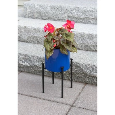 Buy ๐คฉ 15"H Cylinder Planter Pot French Blue Galvanized Steel with 4-Legged Black Wrought Iron Plant Stand - ACHLA Designs ๐ 5 Buy ๐คฉ 15"H Cylinder Planter Pot French Blue Galvanized Steel with 4-Legged Black Wrought Iron Plant Stand - ACHLA Designs ๐ - Image 3
