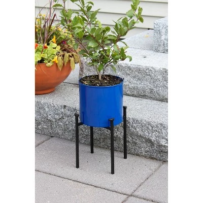 Buy ๐คฉ 15"H Cylinder Planter Pot French Blue Galvanized Steel with 4-Legged Black Wrought Iron Plant Stand - ACHLA Designs ๐ 6 Buy ๐คฉ 15"H Cylinder Planter Pot French Blue Galvanized Steel with 4-Legged Black Wrought Iron Plant Stand - ACHLA Designs ๐ - Image 4