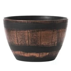Wholesale ✨ Gardenised Brown Outdoor Rustic Half Barrel Flower Garden Planter Bowl, Plastic ✔️ -Planters Sales Store unnamed file 5925