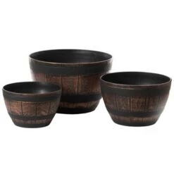 Wholesale ✨ Gardenised Brown Outdoor Rustic Half Barrel Flower Garden Planter Bowl, Plastic ✔️ -Planters Sales Store unnamed file 5930