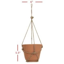 Best Pirce 🎉 Hanging Terracotta Terracotta & Jute Planter - Foreside Home & Garden 🎁 -Planters Sales Store unnamed file 5941