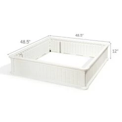 Flash Sale 🎁 Costway 48.5'' Raised Garden Bed Square Plant Box Planter Flower Vegetable White 🎁