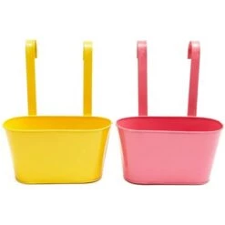 Discount 🥰 Juvale 2 Pack Oval Metal Wall Hanging Planters Pots Holder for Indoor Outdoor Succulent, 2 Colors 10 x 4.5 x 5" 🥰 -Planters Sales Store unnamed file 5954