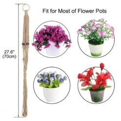 Outlet 👏 Unique Bargains Garden Macrame Handmade DIY Flower Plant Hanging Rope Planters Beige 27.6 Inch 2 Pcs 😍