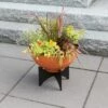 Coupon 🌟 ACHLA Designs 13.7516" Burnt Sienna Galvanized Steel Planter Bowl with Black Wrought Iron Plant Stand 👍