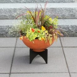 Coupon 🌟 ACHLA Designs 13.7516" Burnt Sienna Galvanized Steel Planter Bowl with Black Wrought Iron Plant Stand 👍 -Planters Sales Store unnamed file 6015