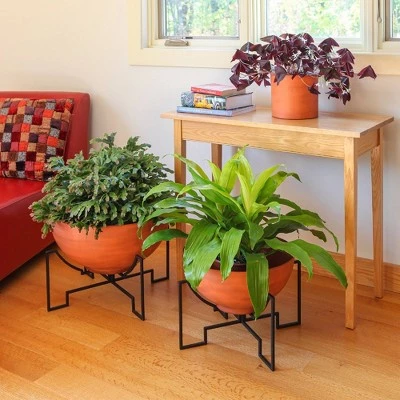 Buy 🤩 ACHLA Designs 13.25" x 16" Burnt Sienna Galvanized Steel Planter Bowl with Black Wrought Iron Plant Stand 🤩 3 Buy 🤩 ACHLA Designs 13.25" x 16" Burnt Sienna Galvanized Steel Planter Bowl with Black Wrought Iron Plant Stand 🤩 - Image 2