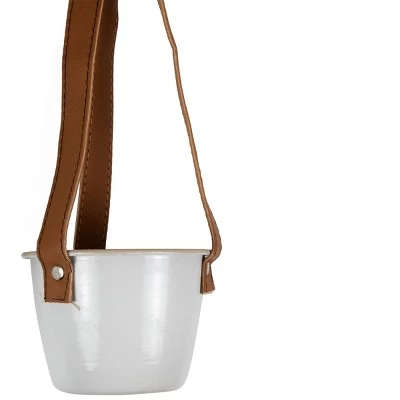 Outlet ๐ Set of 3 Antique White Enamel Metal and Faux Leather Straps Hanging Planter - Foreside Home & Garden ๐ 6 Outlet ๐ Set of 3 Antique White Enamel Metal and Faux Leather Straps Hanging Planter - Foreside Home & Garden ๐ - Image 4