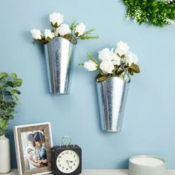 Best Pirce ✔️ Farmlyn Creek 3 Pack Metal Wall Hanging Planter, Galvanized Plant Pots for Indoor & Outdoor Wall Decor, 11.7 x 5.8 in 🎉