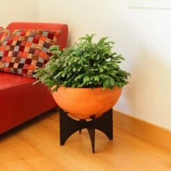 Best deal ๐งจ ACHLA Designs 18" x 20" Burnt Sienna Galvanized Steel Planter Bowl with Black Wrought Iron Plant Stand โ๏ธ