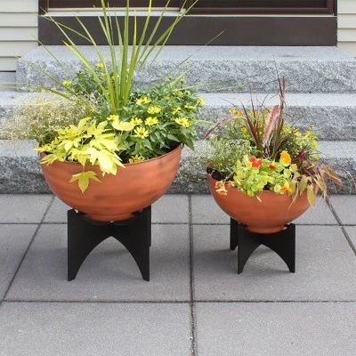 Best deal ๐งจ ACHLA Designs 18" x 20" Burnt Sienna Galvanized Steel Planter Bowl with Black Wrought Iron Plant Stand โ๏ธ 6 Best deal ๐งจ ACHLA Designs 18" x 20" Burnt Sienna Galvanized Steel Planter Bowl with Black Wrought Iron Plant Stand โ๏ธ - Image 4
