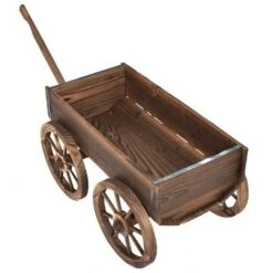 Cheapest ✔️ Costway Wood Wagon Flower Planter Pot Stand Garden W/Wheels 🌟 -Planters Sales Store unnamed file 6163