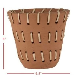 Promo 🛒 Natural Handthrown Terracotta Planter with Woven Rattan Accents - Foreside Home & Garden 💯 -Planters Sales Store unnamed file 6168