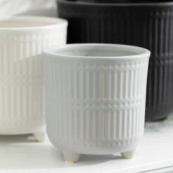 Promo 😀 Sullivans Set of 3 Small Ceramic Planters 6.5"H, 5.5"H, & 4.75"H Multicolored 🎉