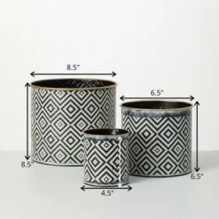 Best Pirce 👍 Sullivans Geometric Motif Metal Planter Set of 3, 8.5"H, 6.5"H & 4"H Multicolored 🌟 -Planters Sales Store unnamed file 6222