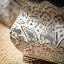 New 🌟 Sullivans Flourish Scalloped Metal Planter Set of 2, 10"H & 8"H Gray ❤️