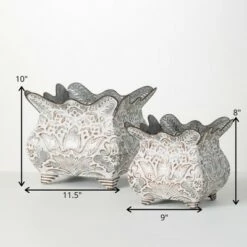 New 🌟 Sullivans Flourish Scalloped Metal Planter Set of 2, 10"H & 8"H Gray ❤️ -Planters Sales Store unnamed file 6227
