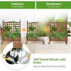 Best Sale 🌟 Costway 32in Wood Planter Box w/Trellis Mobile Raised Bed for Climbing Plant 🛒 -Planters Sales Store unnamed file 623