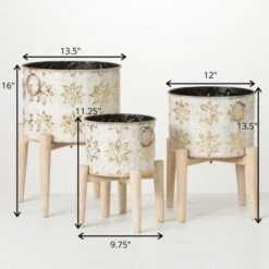 Promo 🎉 Sullivans Flower Burst Metal Planter On Stand Set of 3, 16"H, 13.5"H & 11.25"H White 🥰 -Planters Sales Store unnamed file 6230