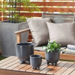 Buy ⭐ Olivia & May Set of 3 Ceramic Planter with Legs Black - Olivia & May 🧨 -Planters Sales Store unnamed file 6299