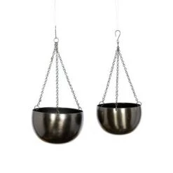 Outlet 🔔 Olivia & May Set of 2 Round Modern Iron Hanging Planters Black - Olivia & May 🧨 -Planters Sales Store unnamed file 6311