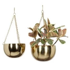 Outlet ✨ Set of 2 Metallic Hanging Planters - Olivia & May Gold 🔥 -Planters Sales Store unnamed file 6325
