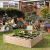 Best Sale 🛒 Outsunny 4ft x 4ft Backyard Patio Wooden Raised Garden Bed Planter Box with Segmented Growing Grid for Plants & Herbs - Natural Wood 🔔 -Planters Sales Store unnamed file 633
