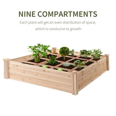 Best Sale ๐ Outsunny 4ft x 4ft Backyard Patio Wooden Raised Garden Bed Planter Box with Segmented Growing Grid for Plants & Herbs - Natural Wood ๐ 4 Best Sale ๐ Outsunny 4ft x 4ft Backyard Patio Wooden Raised Garden Bed Planter Box with Segmented Growing Grid for Plants & Herbs - Natural Wood ๐ - Image 2