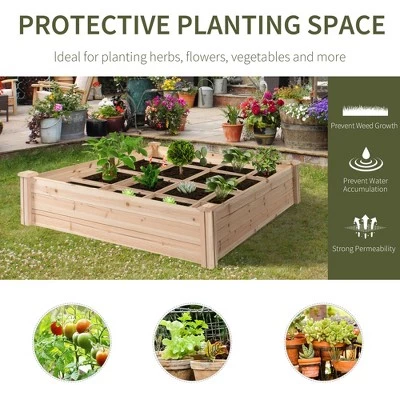 Best Sale ๐ Outsunny 4ft x 4ft Backyard Patio Wooden Raised Garden Bed Planter Box with Segmented Growing Grid for Plants & Herbs - Natural Wood ๐ 5 Best Sale ๐ Outsunny 4ft x 4ft Backyard Patio Wooden Raised Garden Bed Planter Box with Segmented Growing Grid for Plants & Herbs - Natural Wood ๐ - Image 3