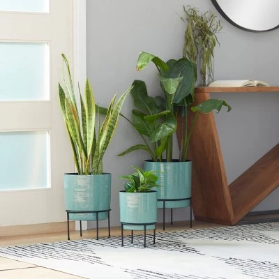 Budget ๐ Set of 3 Contemporary Metal Planters - Olivia & May Teal Green ๐ 9 Budget ๐ Set of 3 Contemporary Metal Planters - Olivia & May Teal Green ๐ - Image 7
